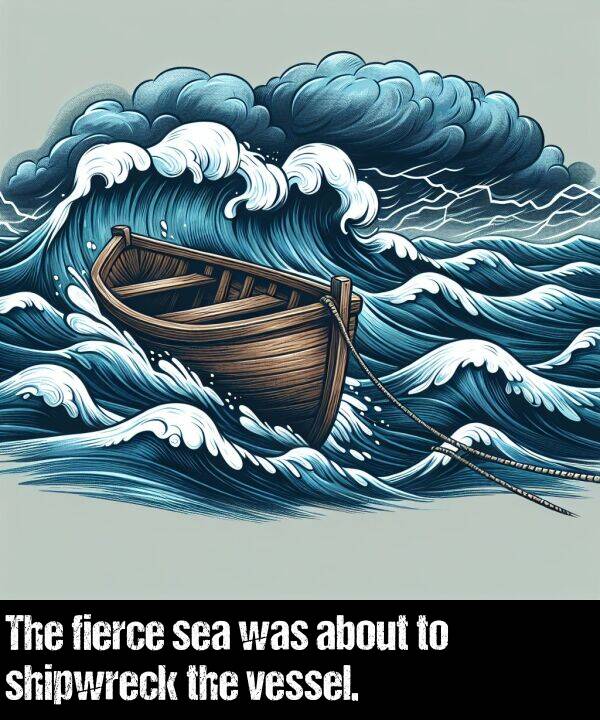 shipwreck: The fierce sea was about to shipwreck the vessel.