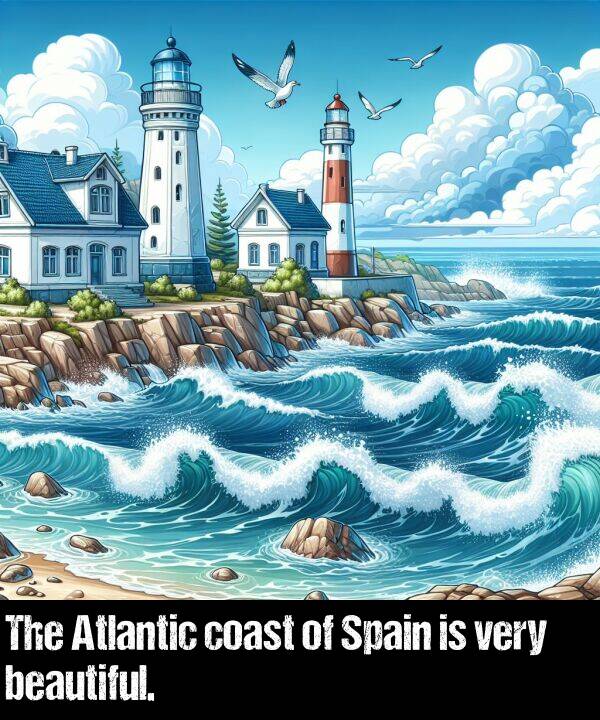 coast: The Atlantic coast of Spain is very beautiful.