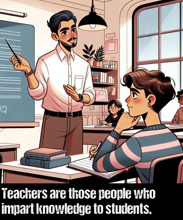 who: Teachers are those people who impart knowledge to students.