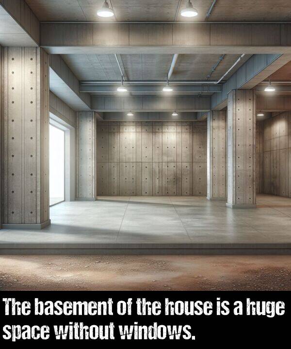 without: The basement of the house is a huge space without windows.