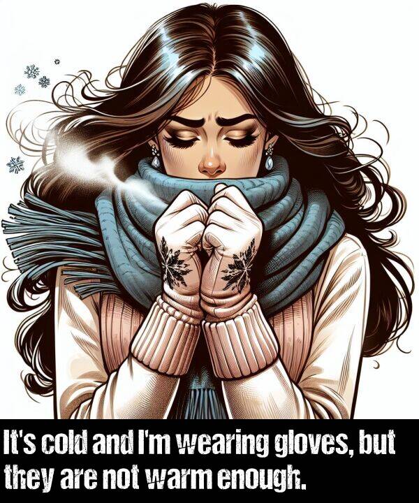 not: It's cold and I'm wearing gloves, but they are not warm enough.