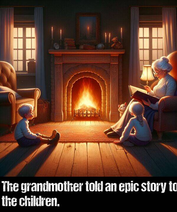 epic: The grandmother told an epic story to the children.