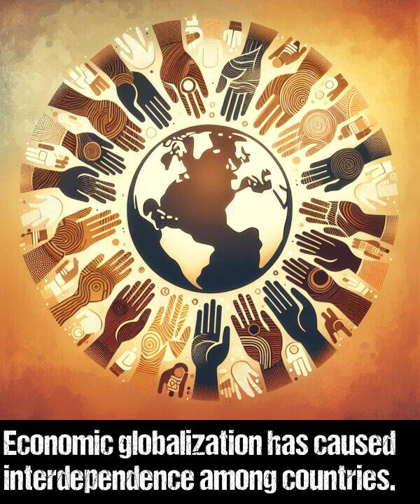 among: Economic globalization has caused interdependence among countries.