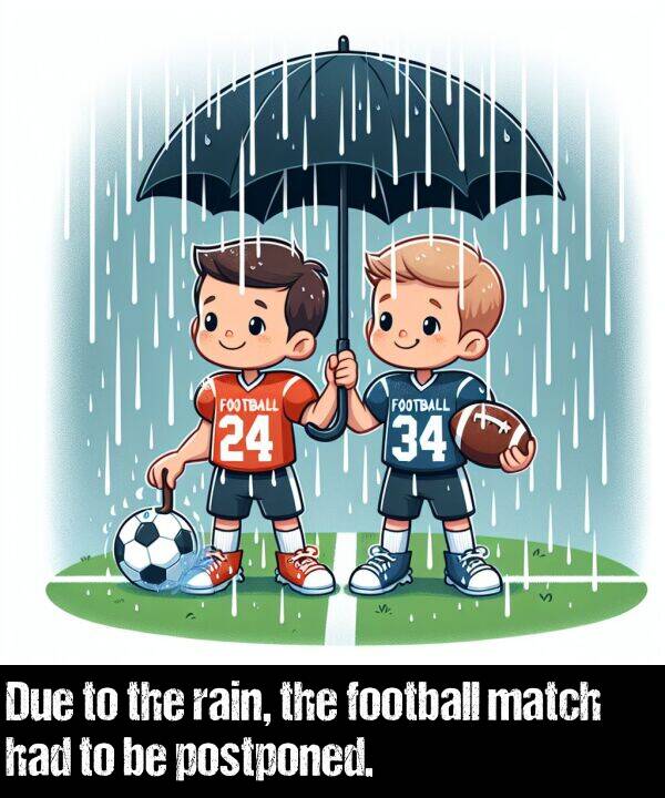 had: Due to the rain, the football match had to be postponed.