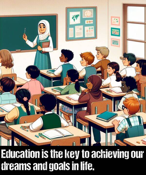 goals: Education is the key to achieving our dreams and goals in life.