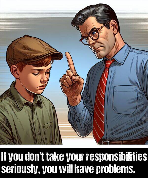 will: If you don't take your responsibilities seriously, you will have problems.