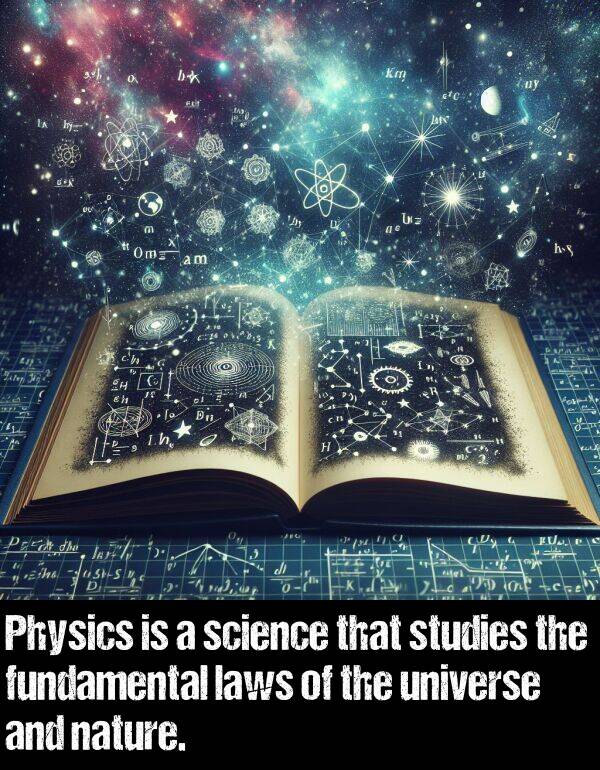 nature: Physics is a science that studies the fundamental laws of the universe and nature.