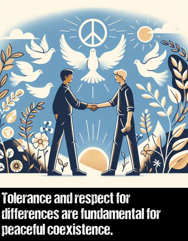 peaceful: Tolerance and respect for differences are fundamental for peaceful coexistence.