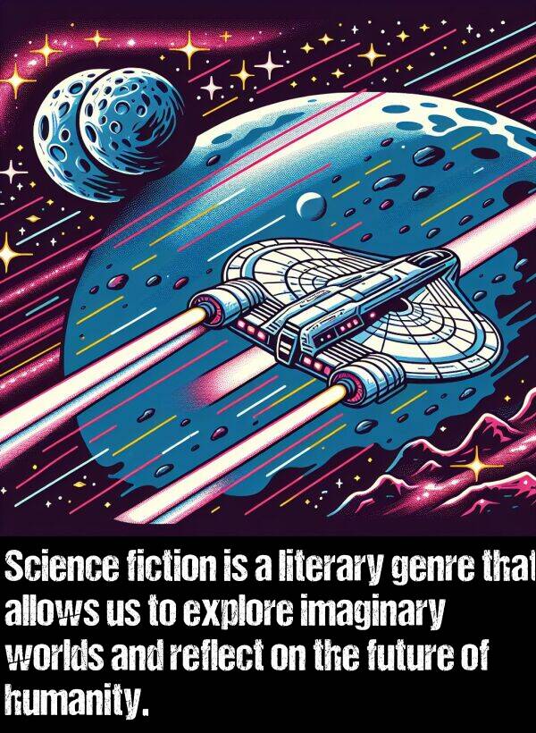 genre: Science fiction is a literary genre that allows us to explore imaginary worlds and reflect on the future of humanity.