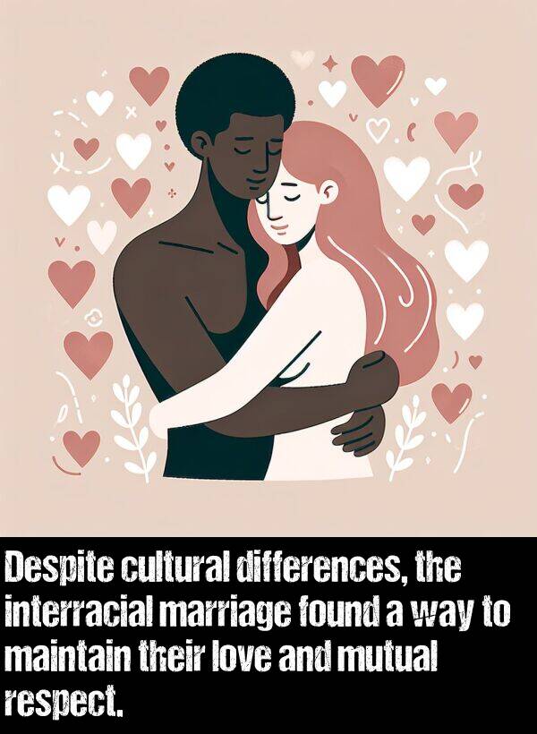 marriage: Despite cultural differences, the interracial marriage found a way to maintain their love and mutual respect.