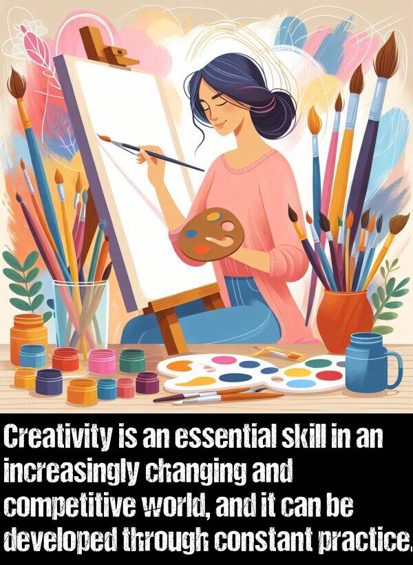 essential: Creativity is an essential skill in an increasingly changing and competitive world, and it can be developed through constant practice.