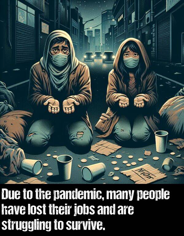 lost: Due to the pandemic, many people have lost their jobs and are struggling to survive.