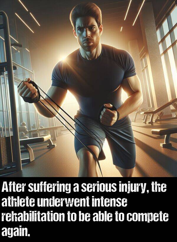 able: After suffering a serious injury, the athlete underwent intense rehabilitation to be able to compete again.