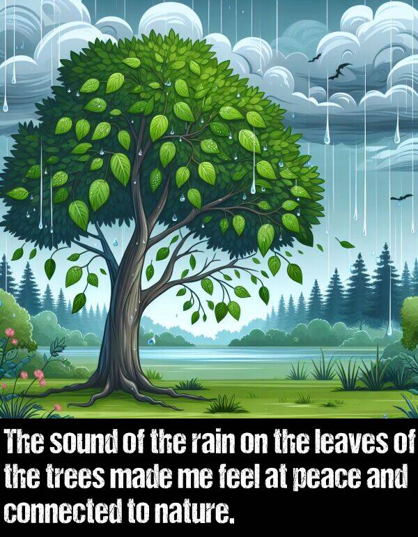 trees: The sound of the rain on the leaves of the trees made me feel at peace and connected to nature.