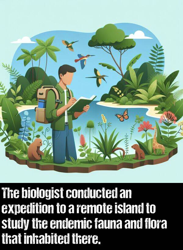 biologist: The biologist conducted an expedition to a remote island to study the endemic fauna and flora that inhabited there.