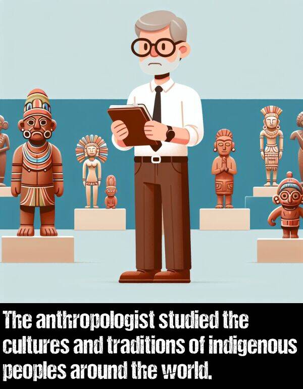 anthropologist: The anthropologist studied the cultures and traditions of indigenous peoples around the world.