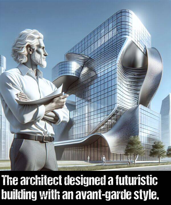 designed: The architect designed a futuristic building with an avant-garde style.