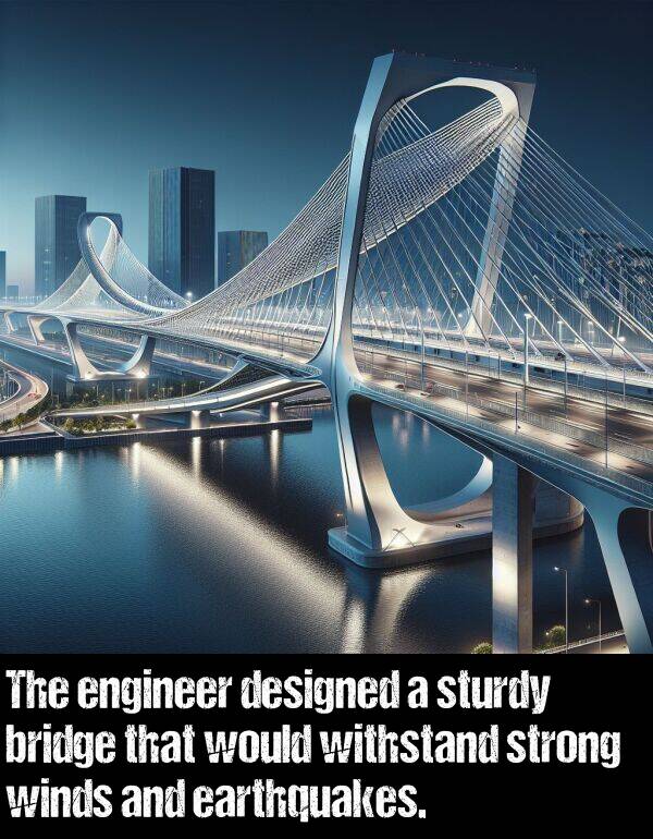 would: The engineer designed a sturdy bridge that would withstand strong winds and earthquakes.