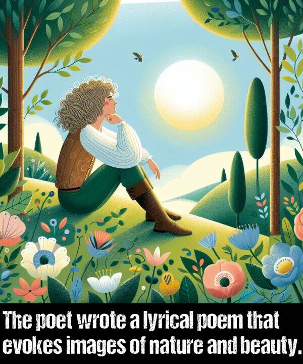 lyrical: The poet wrote a lyrical poem that evokes images of nature and beauty.