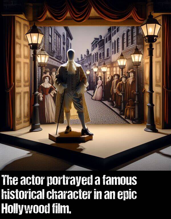 portrayed: The actor portrayed a famous historical character in an epic Hollywood film.