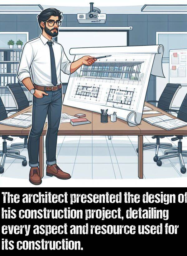 presented: The architect presented the design of his construction project, detailing every aspect and resource used for its construction.