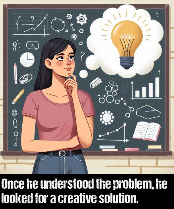 problem: Once he understood the problem, he looked for a creative solution.