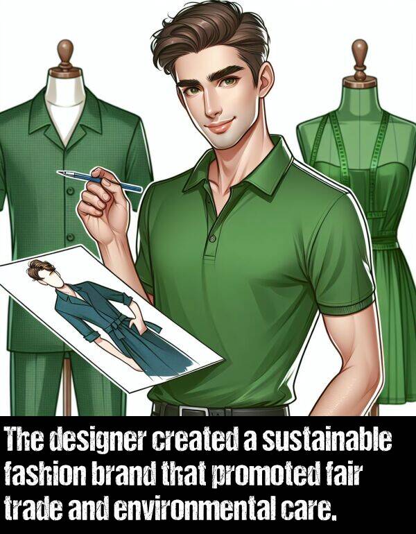 created: The designer created a sustainable fashion brand that promoted fair trade and environmental care.