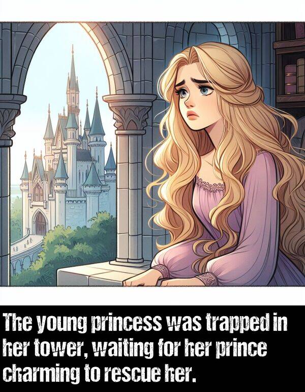 tower: The young princess was trapped in her tower, waiting for her prince charming to rescue her.