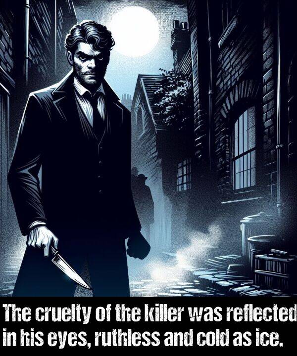 cold: The cruelty of the killer was reflected in his eyes, ruthless and cold as ice.