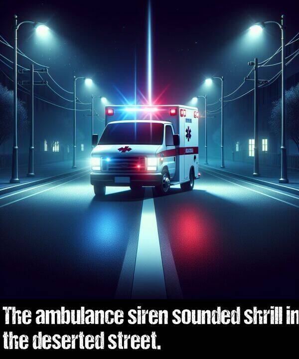 deserted: The ambulance siren sounded shrill in the deserted street.