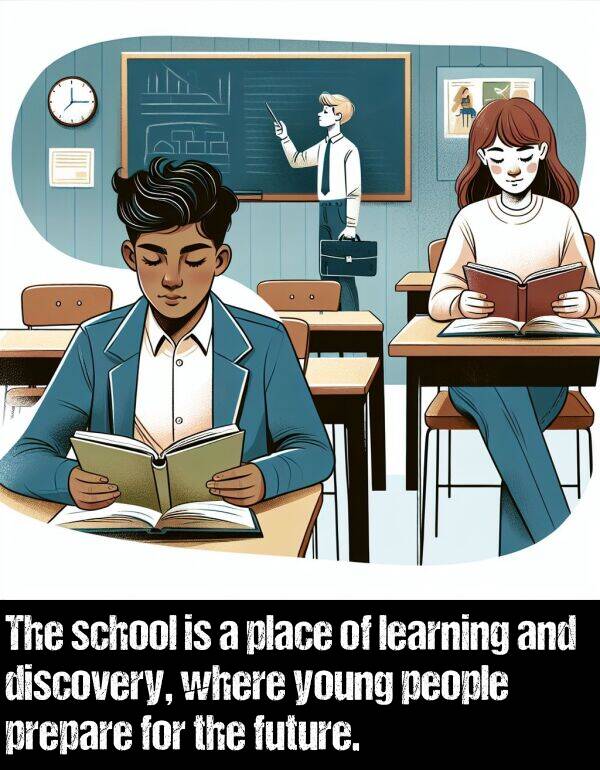 school: The school is a place of learning and discovery, where young people prepare for the future.