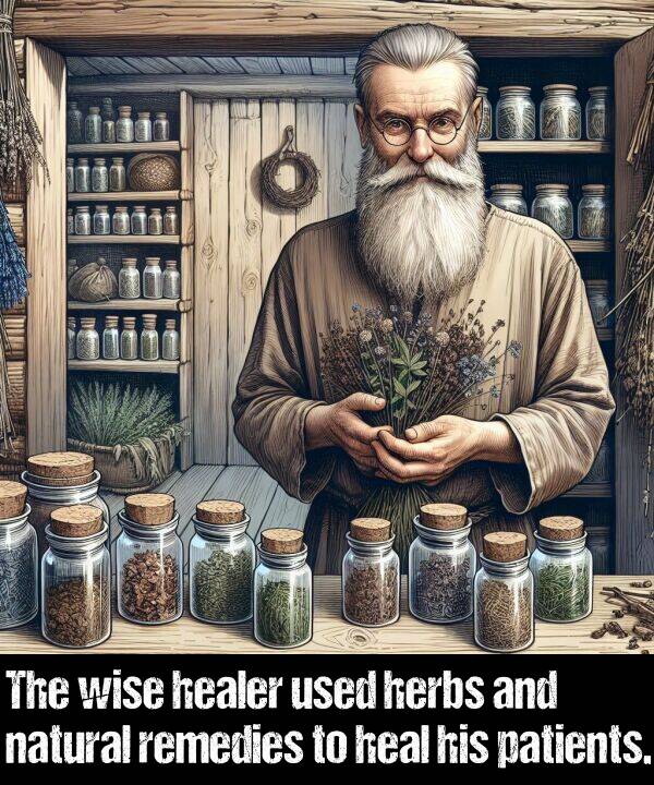 herbs: The wise healer used herbs and natural remedies to heal his patients.