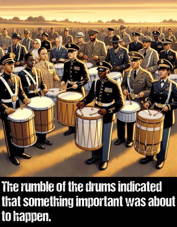 important: The rumble of the drums indicated that something important was about to happen.