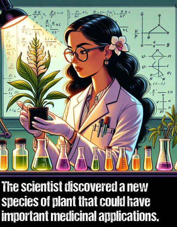 discovered: The scientist discovered a new species of plant that could have important medicinal applications.