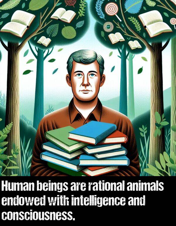 intelligence: Human beings are rational animals endowed with intelligence and consciousness.