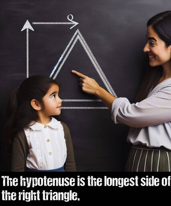 side: The hypotenuse is the longest side of the right triangle.