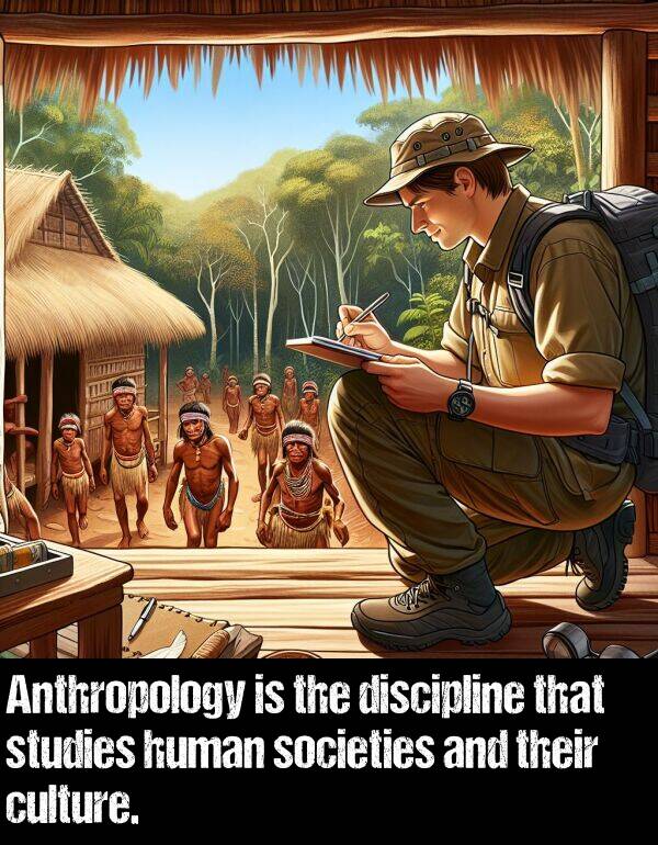 culture: Anthropology is the discipline that studies human societies and their culture.