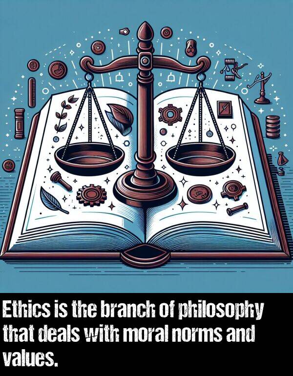 branch: Ethics is the branch of philosophy that deals with moral norms and values.