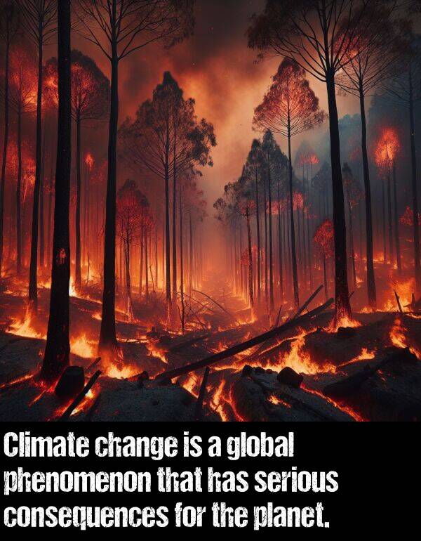 change: Climate change is a global phenomenon that has serious consequences for the planet.