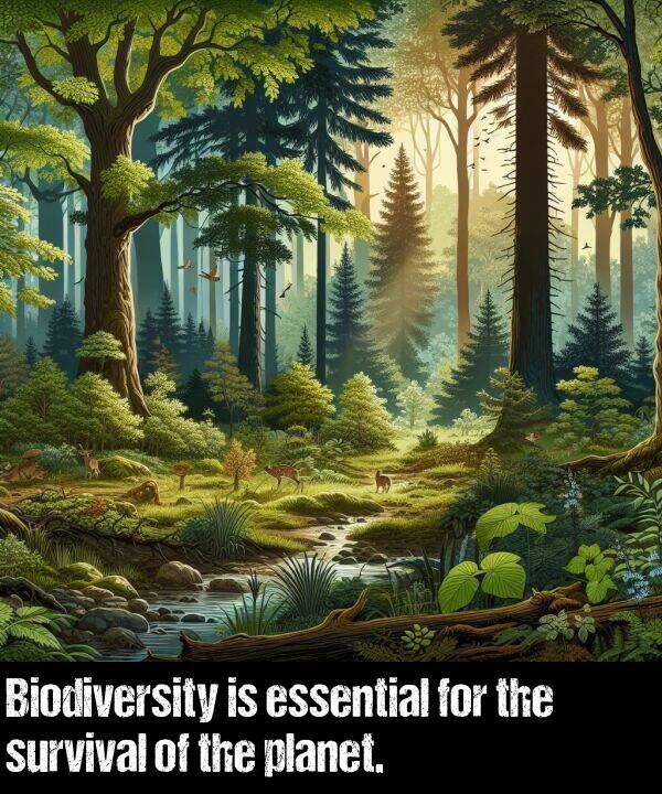 essential: Biodiversity is essential for the survival of the planet.