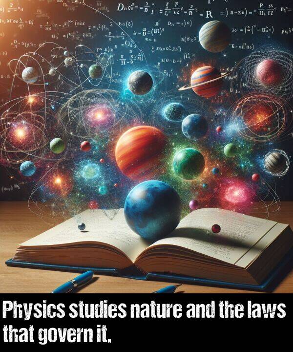 nature: Physics studies nature and the laws that govern it.