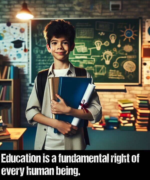 being: Education is a fundamental right of every human being.