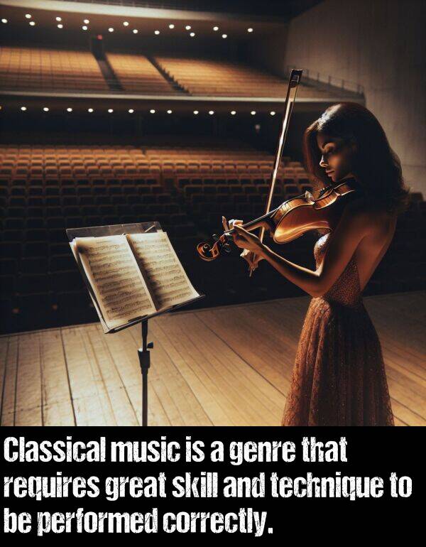 genre: Classical music is a genre that requires great skill and technique to be performed correctly.