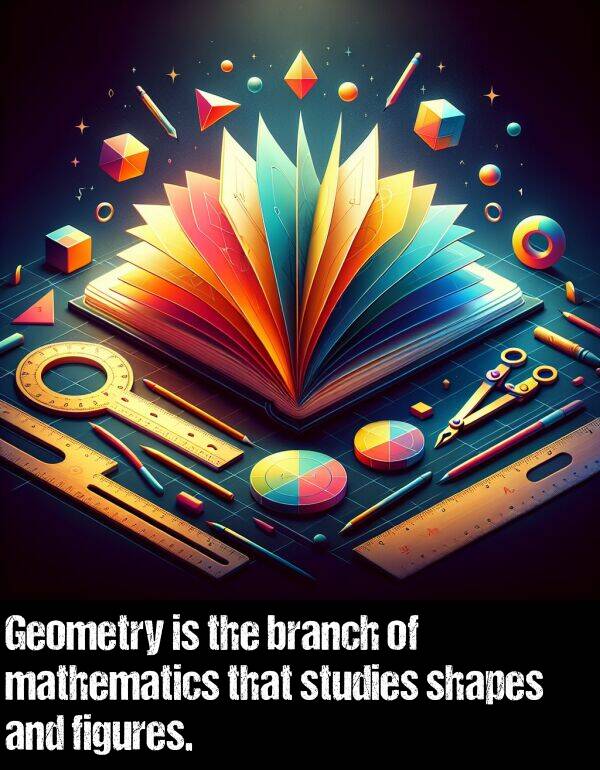 branch: Geometry is the branch of mathematics that studies shapes and figures.