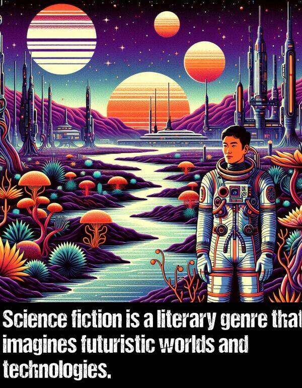 genre: Science fiction is a literary genre that imagines futuristic worlds and technologies.