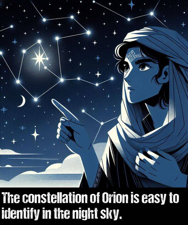 night: The constellation of Orion is easy to identify in the night sky.