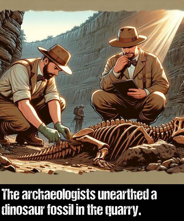 quarry: The archaeologists unearthed a dinosaur fossil in the quarry.