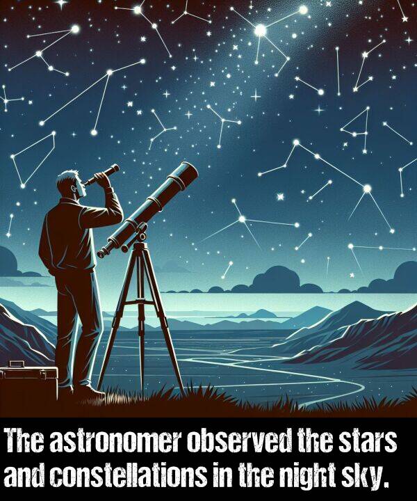 sky: The astronomer observed the stars and constellations in the night sky.