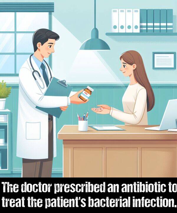 prescribed: The doctor prescribed an antibiotic to treat the patient's bacterial infection.