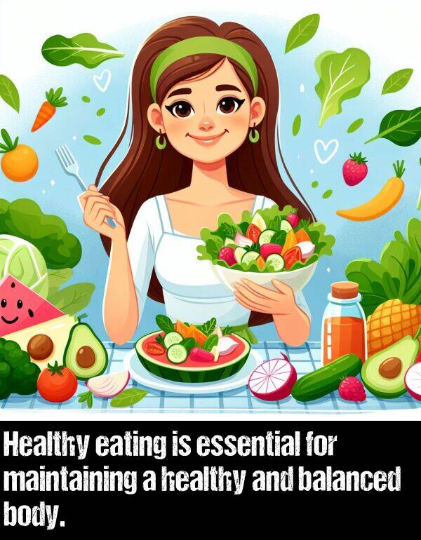 body: Healthy eating is essential for maintaining a healthy and balanced body.